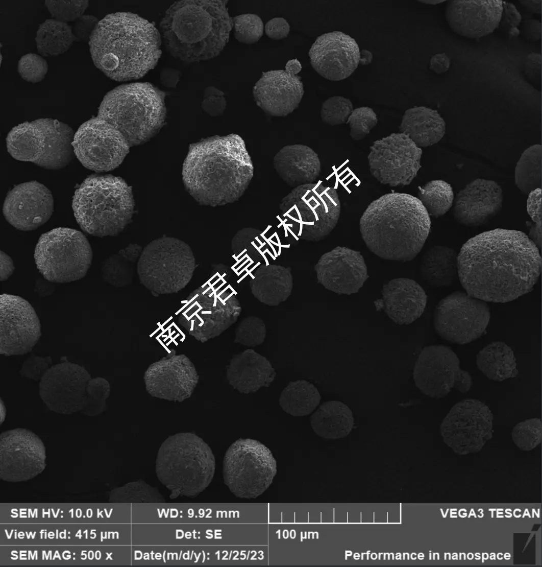 君卓羟基磷灰石微球产品型号:HAP08-Y(规格25~45μm)扫描电镜图