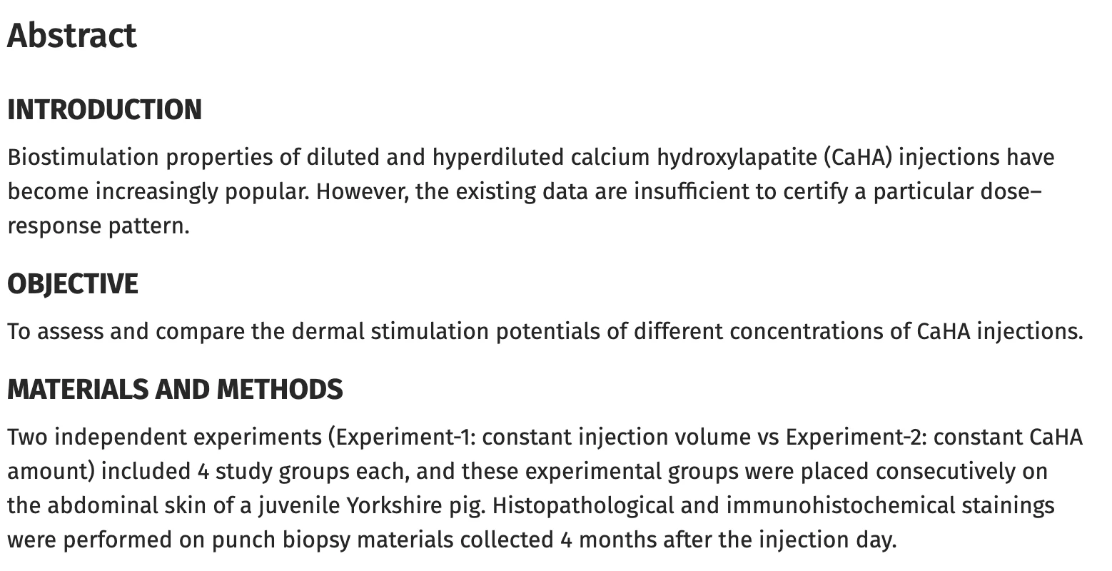 稀释和超稀释羟基磷灰石（CaHA）注射液的生物刺激特性越来越受欢迎