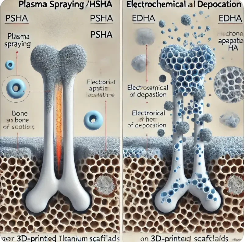 等离子喷涂与电化学沉积：在3D打印钛支架上实现羟基磷灰石涂层的更好成骨效应