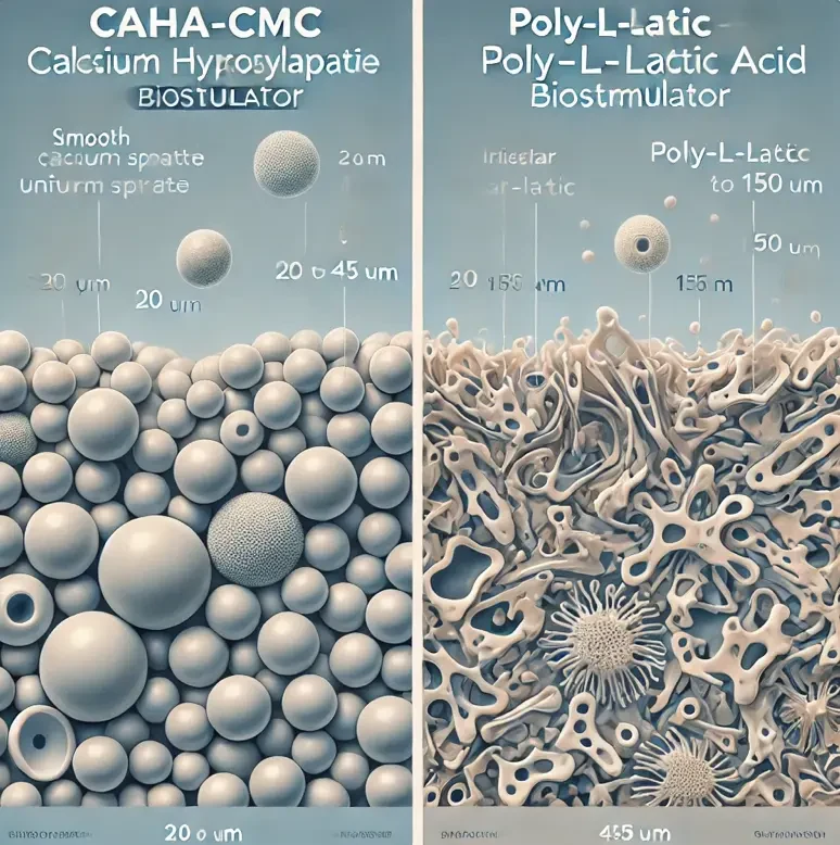 注射填充剂的形态学分析：羟基磷灰石钙与聚左旋乳酸生物刺激剂