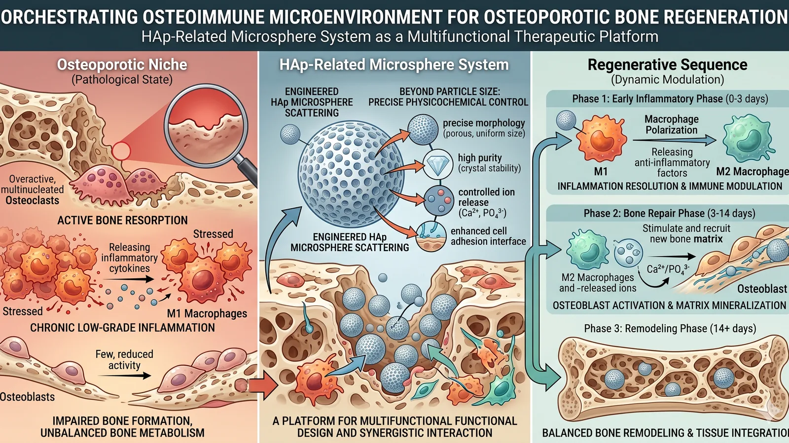 HAp-related microsphere system orchestrating the osteoimmune microenvironment for osteoporotic bone regeneration