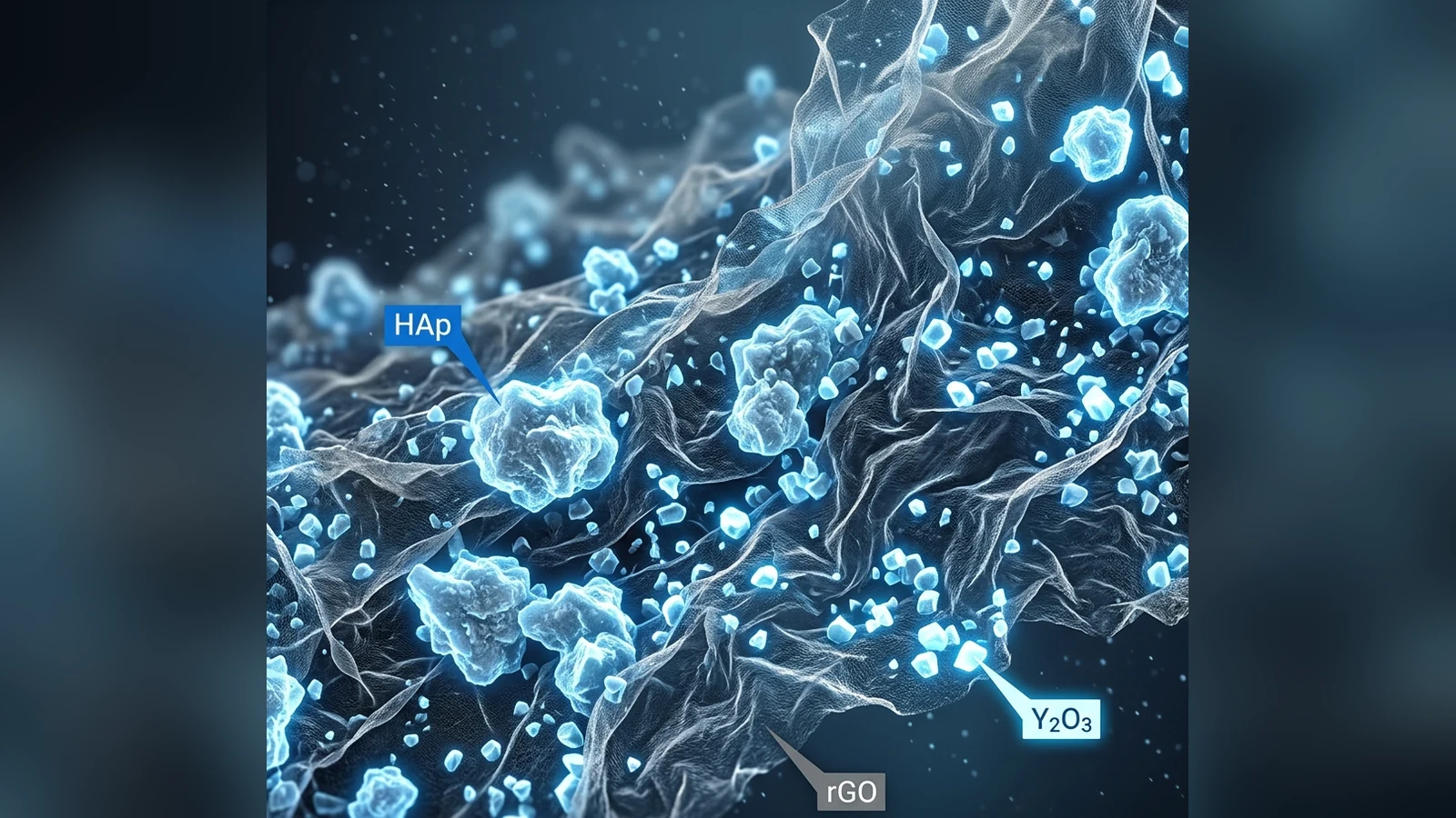 rGO/Y2O3 改性羟基磷灰石复合生物陶瓷材料微观结构示意图