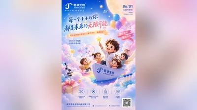 南京君卓生物六一儿童节祝福海报
