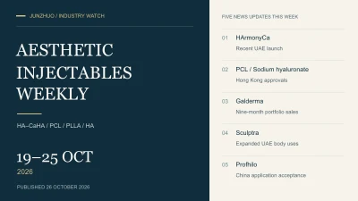 Original typographic cover for the aesthetic injectables weekly, October 19–25, 2026: five news updates this week