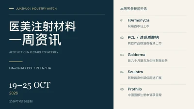 医美注射材料一周资讯原创文字封面，2026年10月19日至25日，本周五条新闻资讯